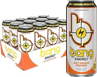 Bang Energy Any Means Orange, Sugar-Free Energy Drink, 16-Ounce | Pack of 12