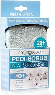 Spongeables Pedi Scrub Foot Exfoliating 20+ Wash Sponge, Fresh Linen, 1 Count