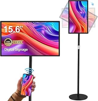 15.6" Digital Signage Display 10000 mAh Capacitive Touch Screen Advertising Display with Wireless Screen Mirroring, All in One LCD Screen HDMI-in with Android 11(4+64GB)
