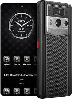VERTU META 2 Carbon Fiber 5G AI Phone, Unlocked Android Web 3.0 Smartphone, 3 Systems, 50MP Camera, 120Hz 1.5K 1260×2800 AMOLED Display, Dual SIM, 65W Fast Charge (Black(Silver Case), 512 GB)
