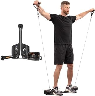 MAXPRO Fitness: Cable Home Gym | As Seen on Shark Tank | Versatile, Portable, Bluetooth Connected | 2-Year Warranty | Strength, HIIT, Cardio, Plyometric, Powerful 5-300lbs Resistance | Matte Black