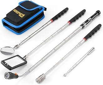 Telescoping Magnetic Pickup Tool Set, Inspection Mirror Telescoping, LED Flashlight, Cool Gadgets for Men, Stocking Stuffers, Gifts for Dad, Husband, Kids, Boyfriend, Magnet Stick (Blue)