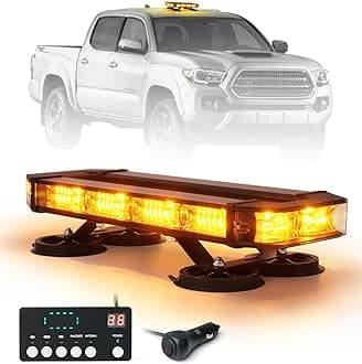 LUMENIX 72 LED Rooftop Emergency Strobe Light Bar w/Control Panel Magnetic Base Warning Flashing Beacon Caution Traffic Lightbar for Construction Vehicles Trucks Postal Mail Carrier Snow Plow - Amber