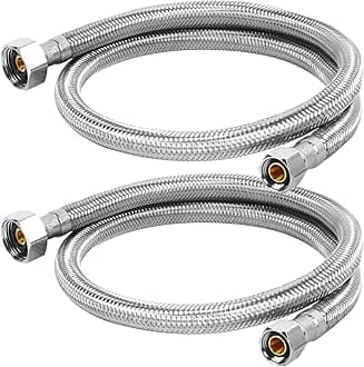 30" Faucet Supply Line, 3/8" Comp x 1/2" FIP Stainless Steel Kitchen Faucet Hose Connector, For Common & Medium-sized Residence with Moderate Distance (2-Pack)