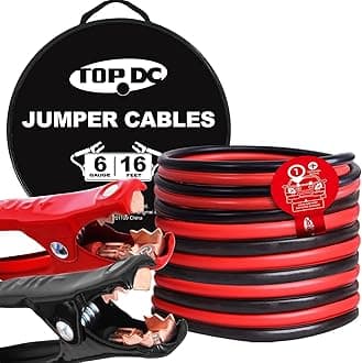 TOPDC Jumper Cables 16 Feet 6 Gauge Heavy Duty Booster Cable with Carry Bag (6AWG x 16Ft)