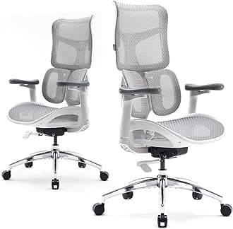 Doro S100 Ergonomic Office Chair - with Dual Dynamic Lumbar Support, 5-Level Adjustable Backrest, 4D Coordinated Armrests, 135-degree Max. Recline Angle, Suitable for Home Office (S100 White)