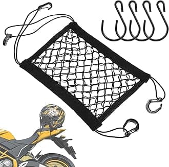 ELEPHANTBOAT® Upgrade Cargo Net for Motorcycle Helmet Storage, 10"X11" High-Elastic Double Layer Bungee Net with 4 Strong Hooks