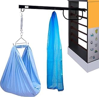 New Born Baby Cradle Cot Metal Hanger with Spring Set,Cotton Cradle Cloth and Mosquito Net -Blue