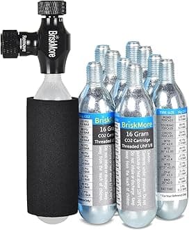 CO2 Inflator Kits with 9 X 16g CO2 Cartridges for Bike Tires, Presta and Schrader Valve Compatible, Bike Tire Pump for Mountain and Road Bicycles, Included Insulated Sleeve