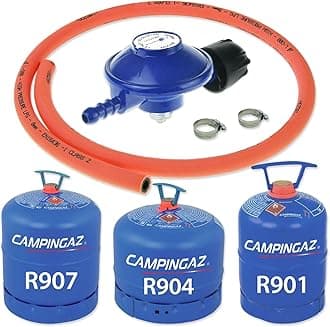 Camping gas Type 30Mbar Gas Regulator With 1M Hose + 2 Clips Fits 907 904 901 for CAMPINGAZ Gas Cylinders