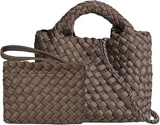 Small Tote Shoulder Bag, Women Handbags and Purses, Woven Composite Bag, Travel Chain Pouch, Phone Crossbody Satchel (Tea brown)