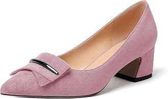 Elashe Women Block Heel Pumps Pointed Toe Mid Heels 2'' Block Heels Elegant Wedding, Party, Dress Shoes