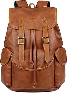 Vegan Leather 15.6 inch Laptop Backpack Hiking Camping Backpack Satchel Bookbag Travel Business Casual Backpack CN-01