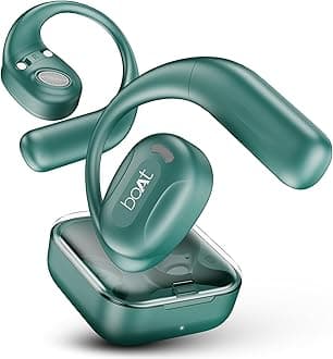 boAt Airdopes Progear Open-Ear Ear Buds for Outdoor Sports w/Air Conduction Tech, 4 Mics w/AI-ENx, 100hrs Playback, 15mm Drivers, Secure Fit,Beast Mode w/ 40ms Latency, ASAP Charge(Sporty Green)