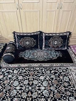 Arabic/Turkish/Afghani Floor Seating Sofa Couch,Floor Cushions,Arab Majlis sofa (Black1)