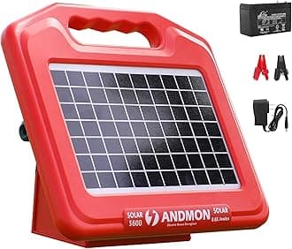 - ANDMON S600 Solar Electric Fence Charger - 35 Mile Range, 0.65 Joules Powerful Solar Fence Charger, Ideal for Livestock and Garden Protection