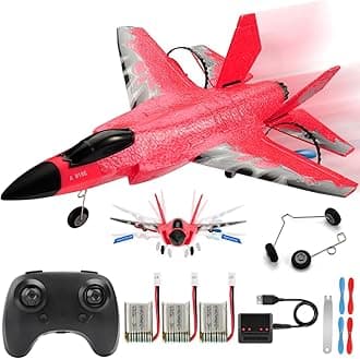 ANTSIR RC Airplane F-35 Lightning II, 2 Channel Remote Control Plane with Smart Gyro Easy to Fly Foam Rc Glider Jet Gift for Kids Boys Girls 8-12 Yera Old (Red)