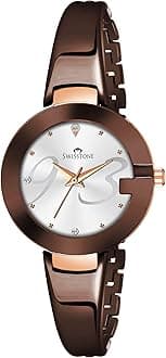 Analog Women's Watch (Silver Dial Brown Colored Strap)