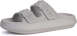 Pillow Slippers for Women and Men | Adjustable Double Buckle Shower Slides | Cushioned Thick Sole Sandals