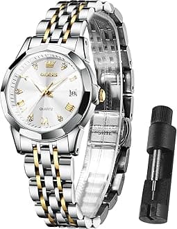 Watch Women Sliver Dress Luxury Original Watch for Women Small Wrist Ladies Classic Round Face Hand Watch with Lights Stainless Steel Band Waterproof Quartz Analog Elegant Women Bracelet Watch