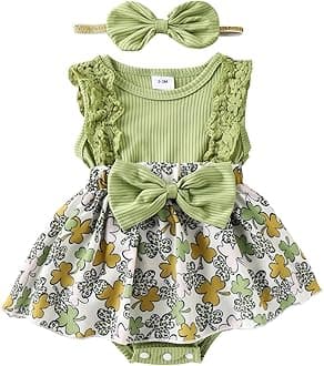 Baby Girl Clothes Newborn Romper Dress Infant Lace Ruffle Sleeveless Summer Outfits with Headband 0-12 Months