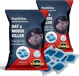 Rat & Mouse Pasta Bait Mouse Poisoning Blue Pasta Sachets Rodent Control Pasta Bait Single Feed Rat Mice Killer Pasta Max Strength Blue Pasta Rodent Control 150g (15x10g sachet) Pack of 2.