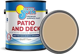 In The Swim Patio and Deck Paint - Buff Tan - Water Based Acrylic Coating - For Sprayed, Patterned, or Bare Concrete Surfaces - 1 Gallon