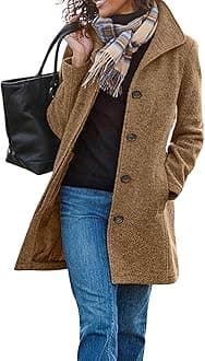 CHARTOU Women's Casual Thicken Wool Blend Stand Collar Single Breasted Pea Coat
