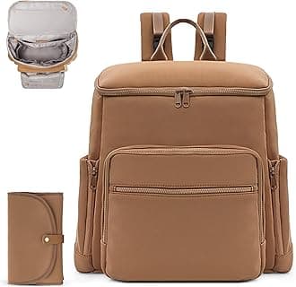 Diaper Bag Backpack, Neoprene Bag Backpack 16 Pocket, 4 Insulated Pockets, Baby Bag with Changing Pad