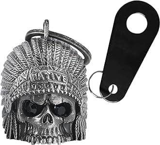 Dream Apparel Motorcycle Bell Guardian Angel Drive Away Gremlin, Biker Bell for Men Women Rider Riding, Good Luck Gift, Native W/ Black Eyes, One Size