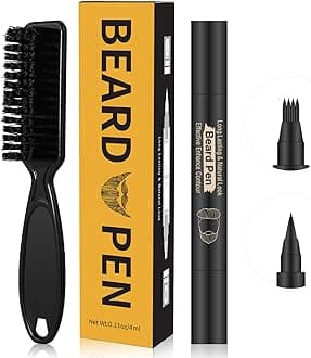 Beard Pencil Filler for man Water Proof Beard pen and beard brush Long Lasting Coverage Natural Finish, Male Mustache Repair Shape, Effective Enhance Facial Hair （BLACK）