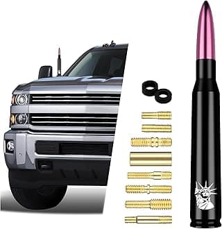 Car  Truck Bullet  Antenna  with Statue of Liberty Unique Design,Upgrade Signal Stability&Waterproof,Compatible with Dodge,Ford,Chevrolet,Toyota,Cadillac,Jeep,GMC Replacement  Antenna  (Pink)