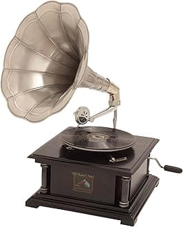 Deco 79 Wood Gramophone, 26 by 14-Inch