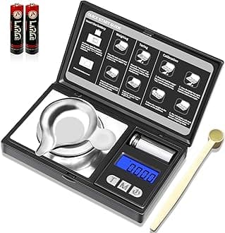 THINKSCALE 50g/0.001g Digital Milligram Scale, 6 Units, Tare, Calibration Weight Included, Black ABS Material, Jewelry, Powder, Medicine, Gemstones