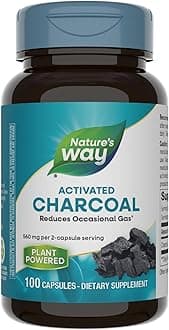 Nature's Way Activated Charcoal, Binds Unwanted Materials and Gas in the Digestive Tract, 560 mg per 2-Capsule Serving, 100 Capsules (Packaging May Vary) - 1 Pack
