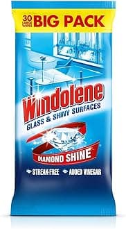 Windolene 4 Action Glass & Shiny Surfaces Wipes 30 Wipes - 10 Packs