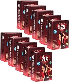 KESH NIKHAR SUPREME Advanced Formula Soap Solid Shampoo Bar Natural Hair Care & Cleansing Soap - Amla, Reetha, Shikakai For Dandruff, with Coconut Oil Dry Hair & Scalp Size 100gm Each (PACK OF 10)