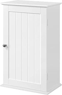 costoffs Bathroom Wall Mounted Cabinet Single Door, Modern Cupboards, Medicine Cabinet, Wooden Storage Unit with Adjustable Storage Shelves, White