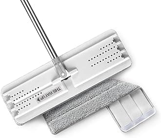 JOYMOOP Flat Mops, Microfiber Mop for Floor Cleaning and Wall Cleaner, 50" Mop Handle with Flexible 13" Flat Head with a Microfiber Mop Pad - White