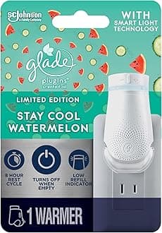 Glade PlugIn Plus Air Freshener Starter Kit, Scented Oil for Home and Bathroom, Stay Cool Watermelon, 0.67 Fl Oz, 1 Warmer + 1 Refill