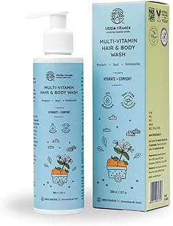 Baby Multi-Vitamin Body & Hair Wash - Tear Free + pH 5.5. Formulated with Best Plant Botanical - Honeysuckle, Basil, Mandarin. Natural, Organic, Dermat Tested(200ml)
