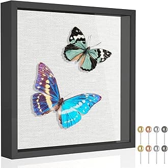 Califortree 11x11 Shadow Box Frame with Soft Linen Back - Metal Push Pins Included, Memory Box Display Case for Memorabilia Flower Awards Medals Wedding Photos, Black