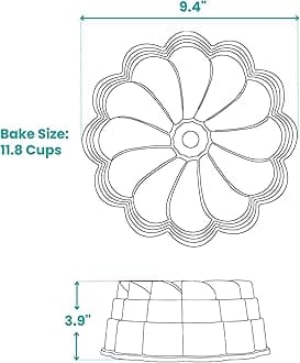 Baker's Secret for Fluted Cake Pan, Fluted Cake Pans, Perfect for Fluted Cakes, Die Cast Aluminum Cake Pans, 2 Layers Non-stick Coating, Novelty Cake Pan - The Cast Aluminum Collection (Petal)