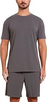 Men's Ultra Soft Bamboo Viscose Pajama Sets Lightweight Comfy Lounge Sleep Short Sleeve Pjs Sleepwear