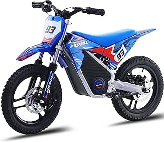 OLALA 36V Electric Dirt Bike for Kids 4-8, 350W Brushless Motor with 3-Speed Control, 18.6 MPH Max Speed, 14" Off-Road Tires Motorcycle, for Boys & Girls, Blue