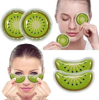 ZNÖCUETÖD Gel Ice Pack Reusable Cooling Eye Pads and Under Eye Patches,Eye Hot Cold Treatment Pack for Redness,Pain Relief and Eye Relax (Kiwi)