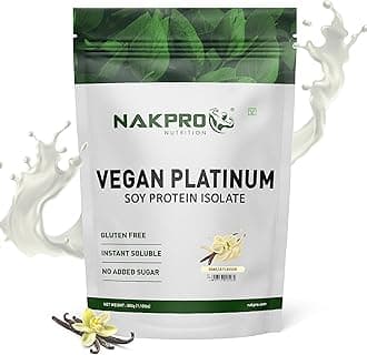 NAKPRO 100% Soy Protein Isolate, Vanilla - 500g | 25.3g Protein |Plant Based Protein Powder |All Essential Amino Acids for Support and Recovery