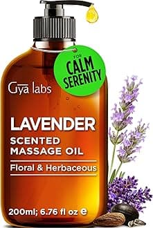 Gya Labs Lavender Massage Oil - 6.76 Fl Oz - Ultimate Relaxation for Body and Mind, Lavender Scented Massages for Total Body Comfort - Non-Greasy Formula, Non-Gmo And Cruelty-Free
