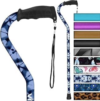 Vive Walking Cane for Women, Men, Elderly - Patented Offset Grip - Lightweight Adjustable Walking Aid with a Non-Slip Tip - Sturdy Balancing Mobility Aid for Seniors