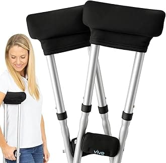 Vive Crutch Pads - Padding for Walking Arm Crutches - Universal Underarm Padded Forearm Handle Pillow Covers for Hand Grips - Soft Foam Armpit Bariatric Accessories for Adults, Kids (1 Black Pair)